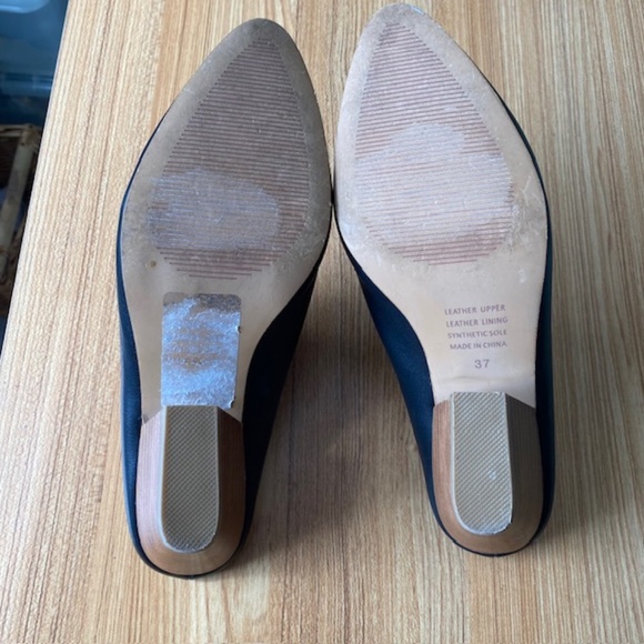 Monk & Lou Summer Genuine Leather Pointed Toe Black Shoes Heel Size 37 - Picture 5 of 7